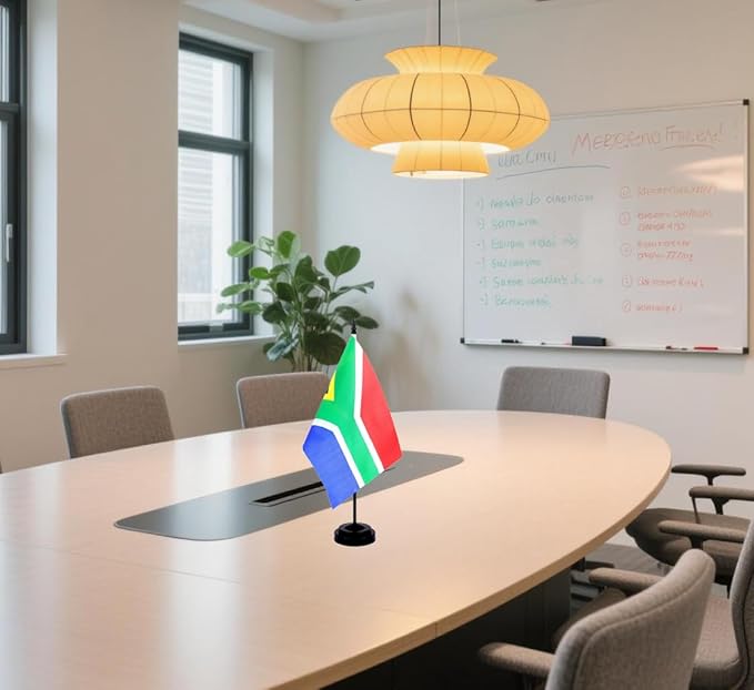 South Africa Desk Flag 12" Solid Pole Deluxe Set South African Flags Banner - Image 6