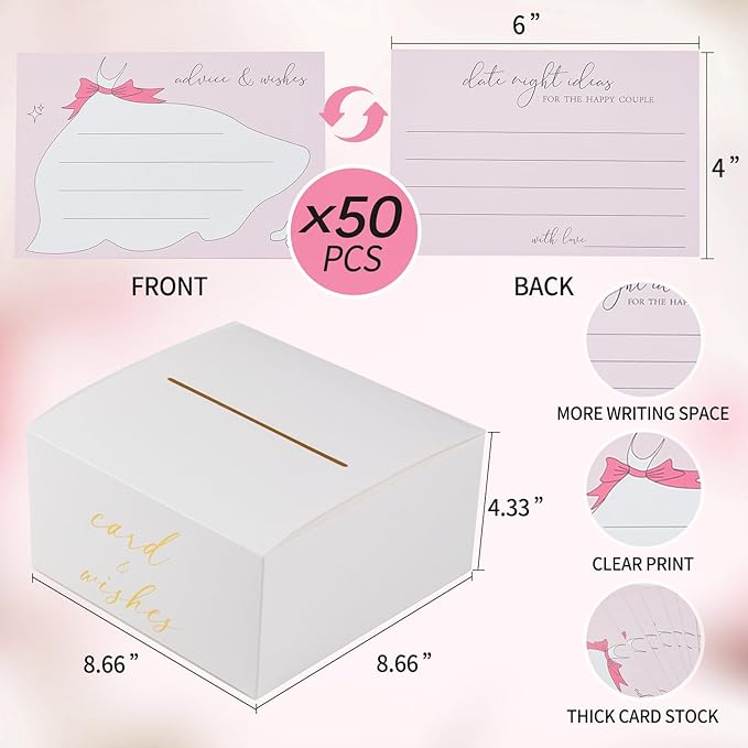 Bridal Shower Games Bridal Shower Advice Cards Wedding Games 50 Guests Advice - Image 5