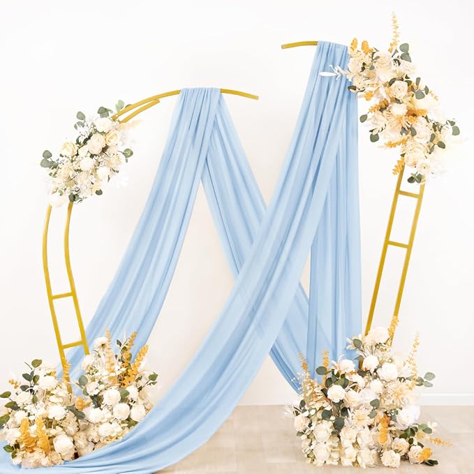 Socomi Wedding Arch Draping Fabric 3 Panels 29" x 19Ft Baby Blue Sheer Chiffon - Image 4