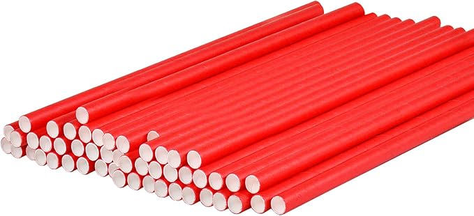 Disposable 7.75 inch Solid Red Paper Straws 100 Counts - Image 8