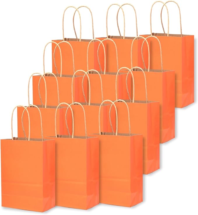 qiqee 24 Pcs Orange Mini Paper Gift Bags - Image 3