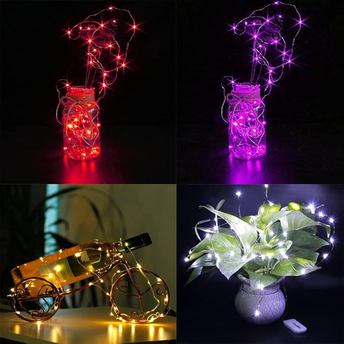 CYLAPEX 16 Pack Multicolor Fairy Lights, Battery Operated String Lights Micro - Image 3