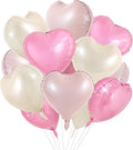 TONIFUL 15Pcs 18 Inch Heart Balloons Pastel Pink Cream White Pink Heart Shape by TONIFUL