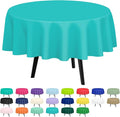 QIKSION Aqua Blue Round Tablecloth 6 Pack, 84 Inch Plastic Table Cover by QIKSION