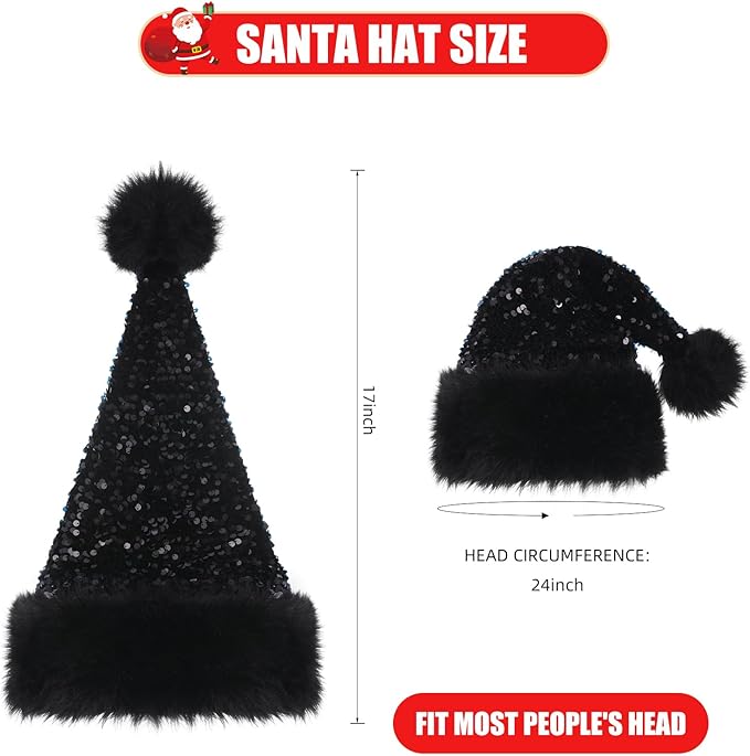 Personalized Sequin Santa Hat for Adults, Xmas Halloween New Year Holiday - Image 2