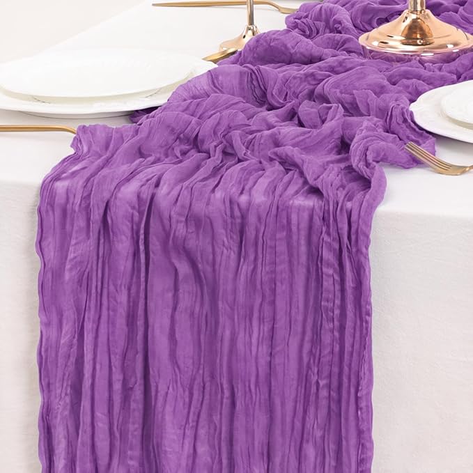 Purple Table Runner Cheesecloth Table Runner 14FT Farmhouse Table Runners 160 - Image 5