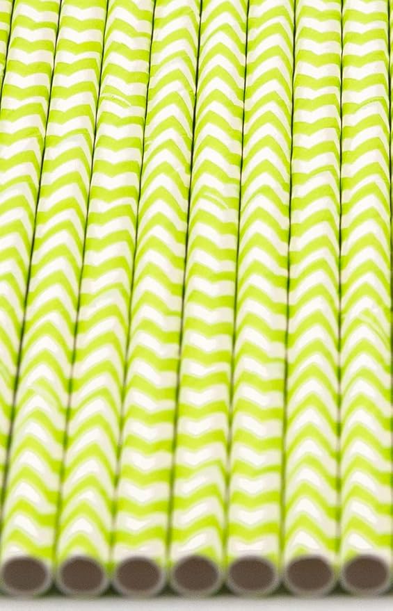 Pack of 900 Green Chevron Biodegradable 4-Ply Paper Drinking Straws - Image 3