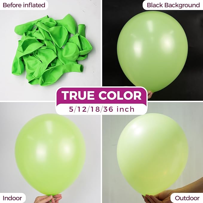 Bezente Lime Green Latex Party Balloons - Image 2