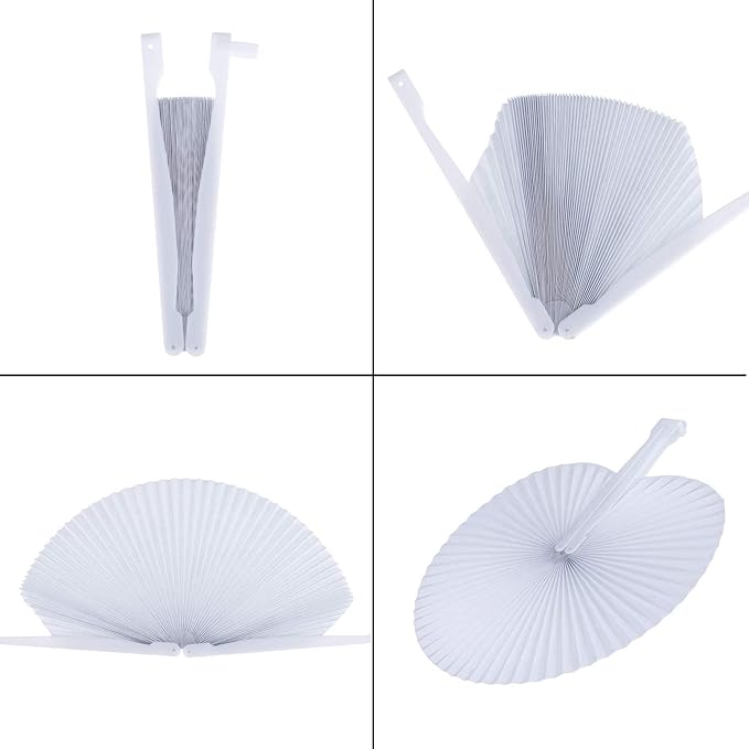 Pangda 24 Pack Folding Fans Round Paper Fans Assortment - Image 5