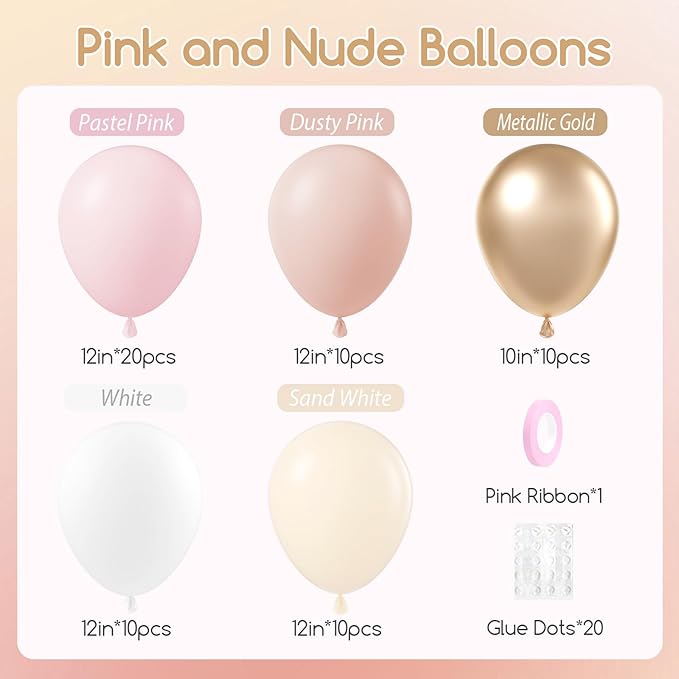 60pcs Dusty Pink Balloons 12inch - Image 2
