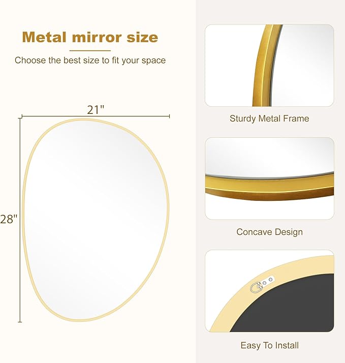 WallBeyond Irregular Wall Mirror, Asymmetrical Mirror Wall Mounted - Image 6