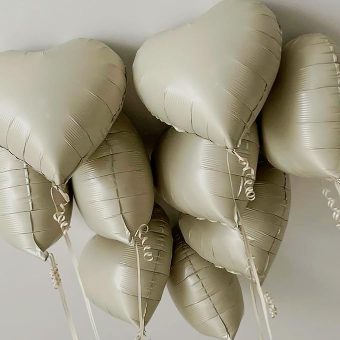 Cream Heart Balloons, 18 Inch Cream White Heart Shape Balloon - Image 6