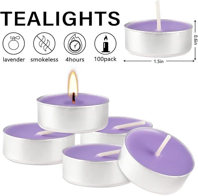 Purple Lavender Scented Tealight Candles - Image 2
