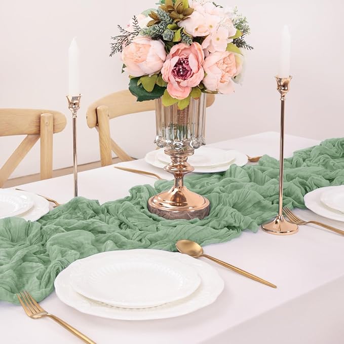 Sage Green Table Runner Cheesecloth Table Runner 4 Pack 10FT Farmhouse Table - Image 6