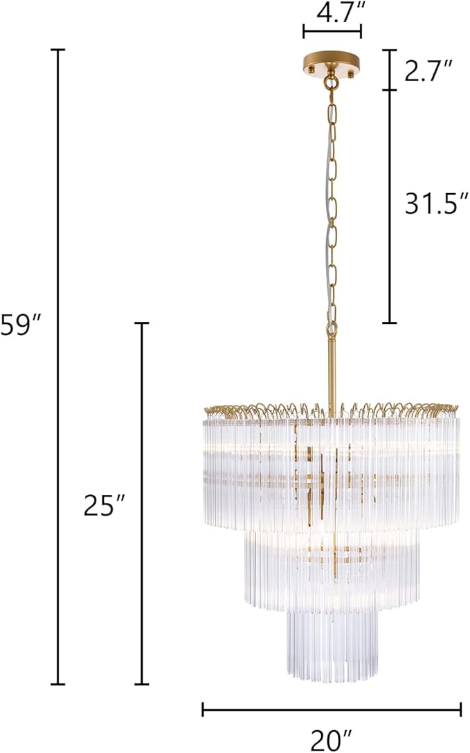 Wellmet 20 inch Crystal Chandelier, Contemporary Modern Bathroom Chandeliers - Image 3