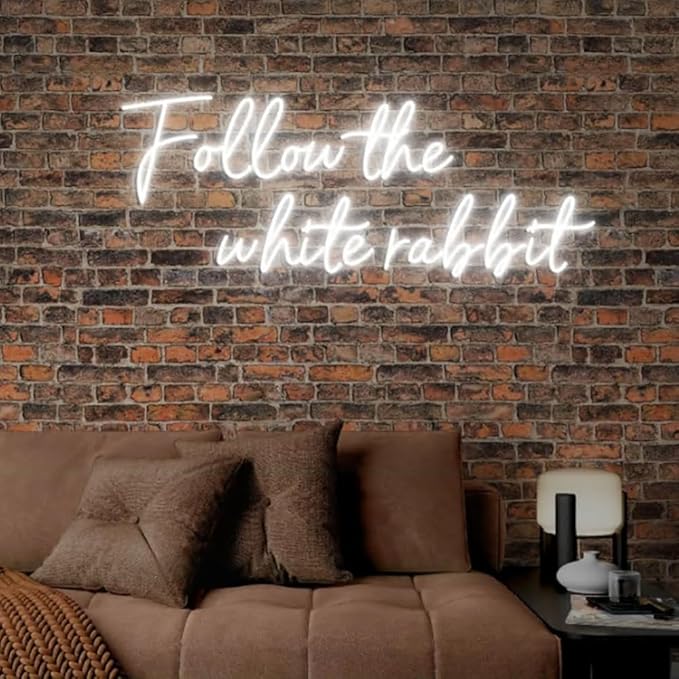 Follow the White Rabbit Custom Neon Sign Bedroom Led Light Home Decor, Wall by BELISAMA