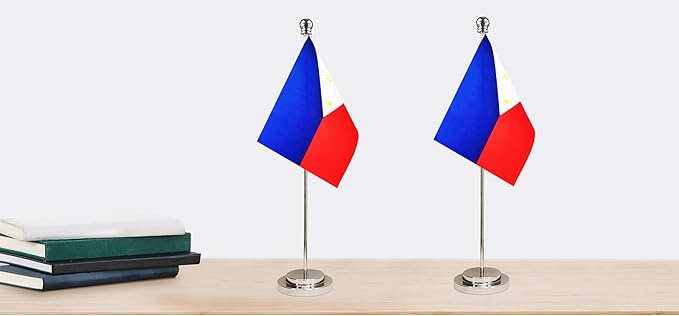 Philippines Filipino Deluxe Desk Flag Set Small Mini Miniature Philippines - Image 6