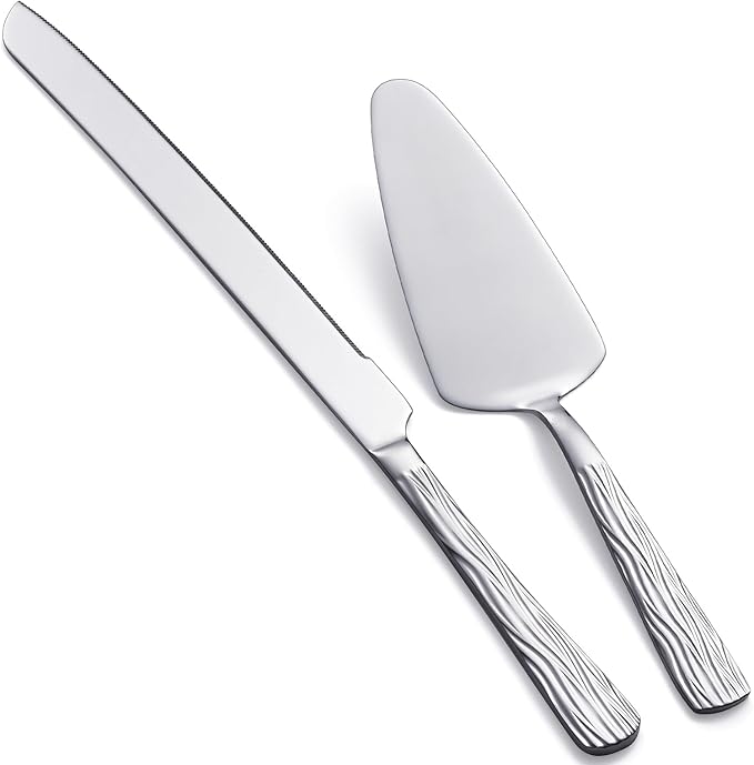 Silver Cake Cutter Set, Stainless Steel Cake Cutting Set Include Cake Knife and by Seeshine