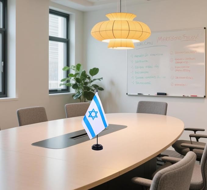 Israel Desk Flag 12" Solid Pole Deluxe Set Israeli Flags Banner Mini Small - Image 6