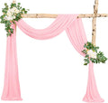 Wedding Arch Draping Fabric, 1 Panels 28" x20ft Pink Sheer Chiffon Curtain by HNPSTBNO