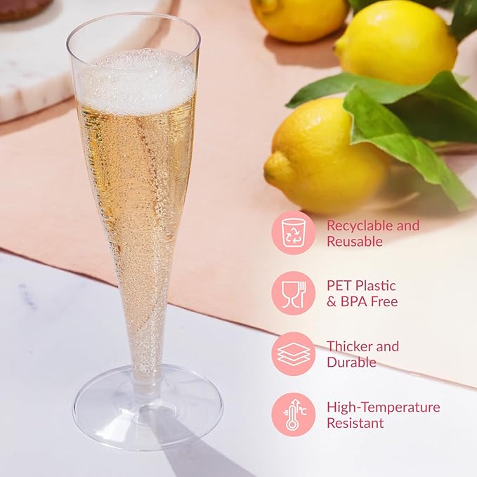 Prestee Set of 200 Plastic Champagne Flutes - Image 5