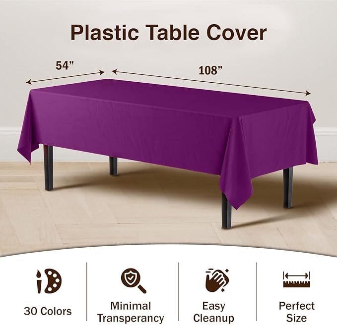 Exquisite 12-Pack Premium Plastic Tablecloth 54in. x 108in. Rectangle Table - Image 3