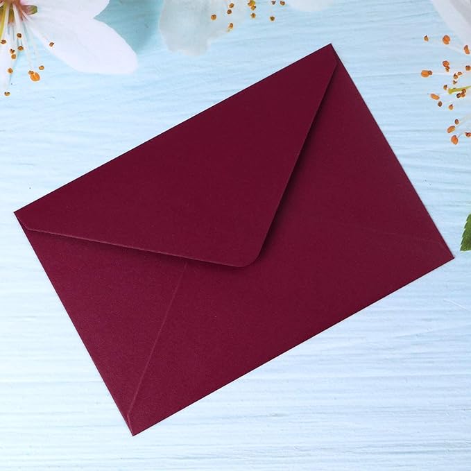 PONATIA 50 PCS/Pack A7 Envelopes, 5.25 x 7.5'' Shiny Burgundy Envelope - Image 5
