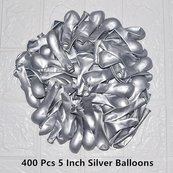 400 Pack Silver Balloons 5 Inch Metallic Chrome Silver Latex Small Balloon - Image 2