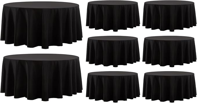Round Tablecloth 120 Inch 8 Pack Black Tablecloths Washable Decorative Linen by AOCOZHomeLifeMuseum