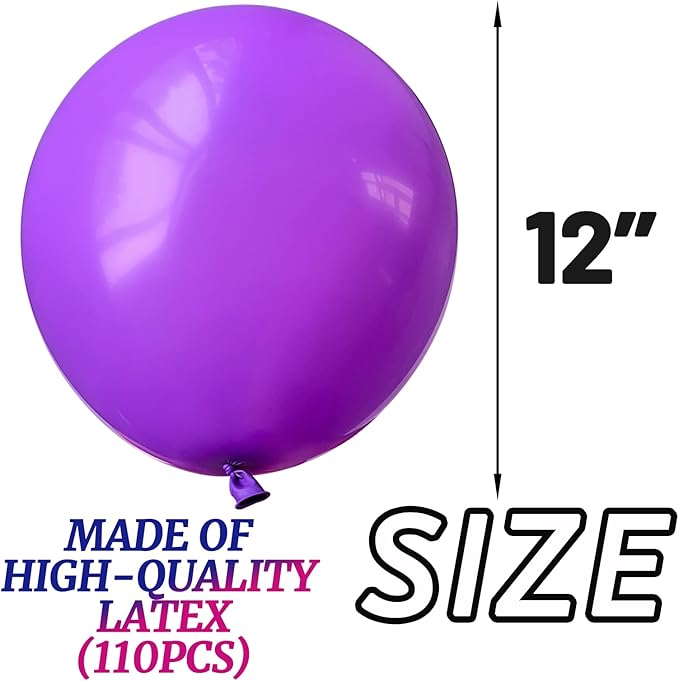 110pcs Purple Balloons 12 inch - Image 2