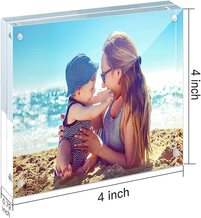 HELPLEX Acrylic Frames, 2 Pack 4x4, 20mm Thicker Frameless Clear Frame - Image 6