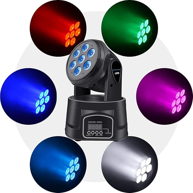 BETOPPER DJ Lights Moving Head, 7x8W RGBW Sound Activated/DMX Lighting - Image 5