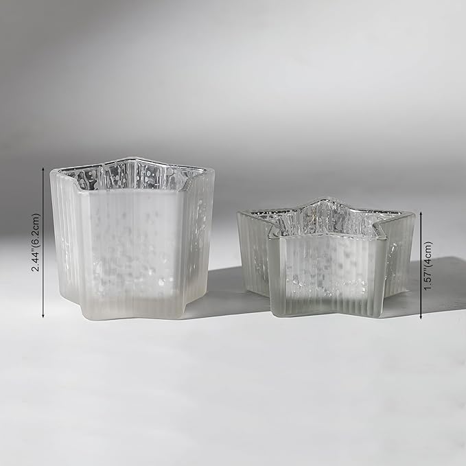 Letine 10pcs Frosted Silver Ribbed Star Candle Cups - Image 2