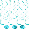 24 PCS Teal Hanging Swirl, Sparkle Ceiling Hanging Decorations, Plastic by PatiCool