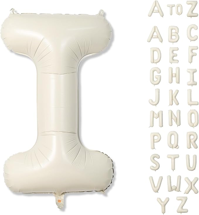 Cream 40 Inch I Foil Name Balloon, Self Inflating Large Letter Balloons by Lingqiang