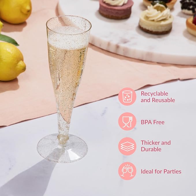 Prestee 48 Pack Champagne Flutes Plastic Disposable - Image 5
