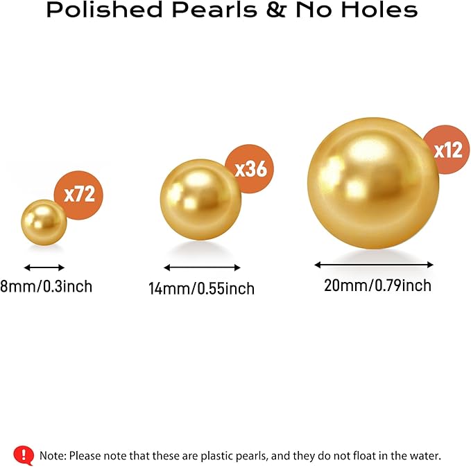 120 PCS 8/14/20mm No Hole Polish Pearl Beads - Image 2