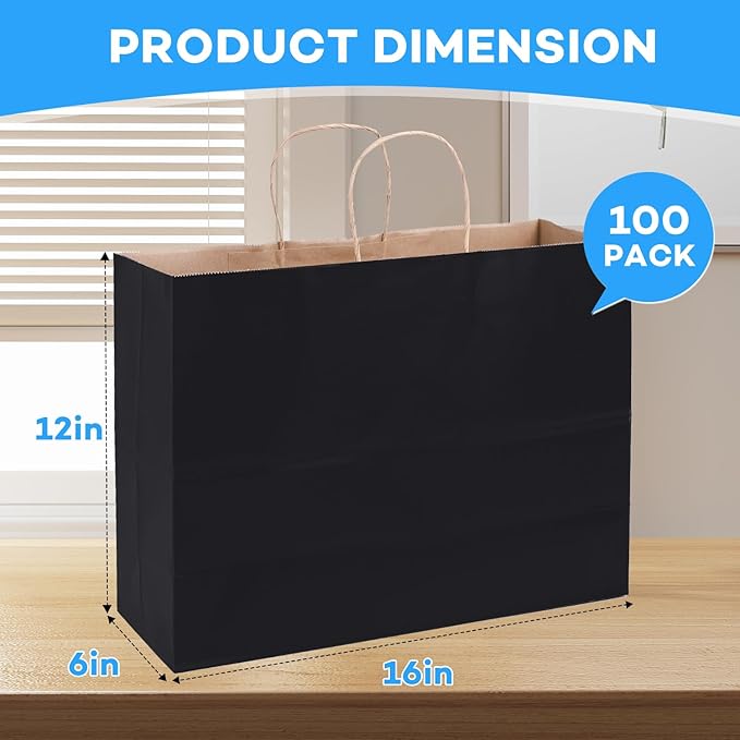BURVAGY 16x6x12 Inch 100 Pcs Kraft Paper Bags - Image 2
