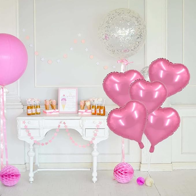 BEISHIDA 30 pcs18inch Pink Heart Shape Foil Mylar Balloons - Image 3