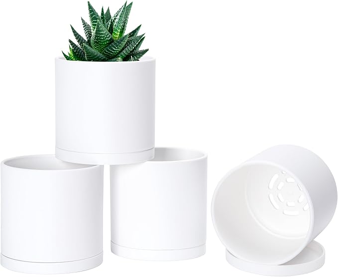 D'vine Dev 4 Pack 4 Inch Modern Plastic Plant Pots, Small Garden Planters by DvineDevPlanterPotsandStand