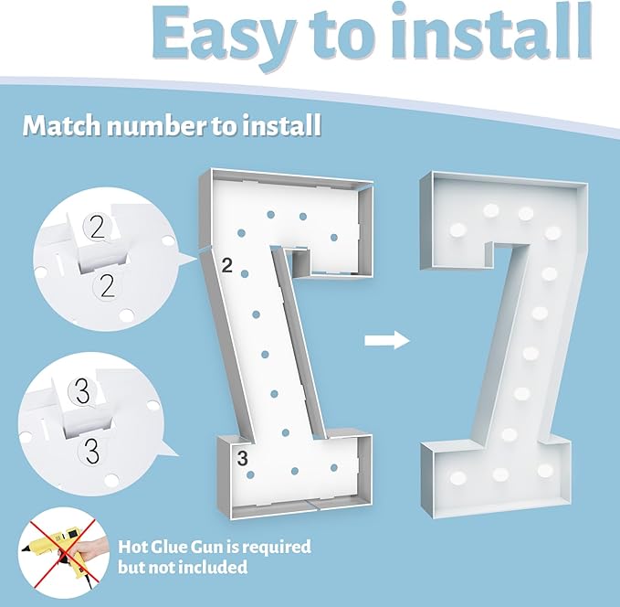 4FT Marquee Light Up Numbers - Image 4