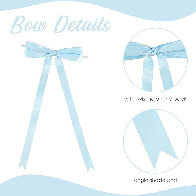 AIMUDI Baby Blue Bows 5 × 10" Satin Bows - Image 4