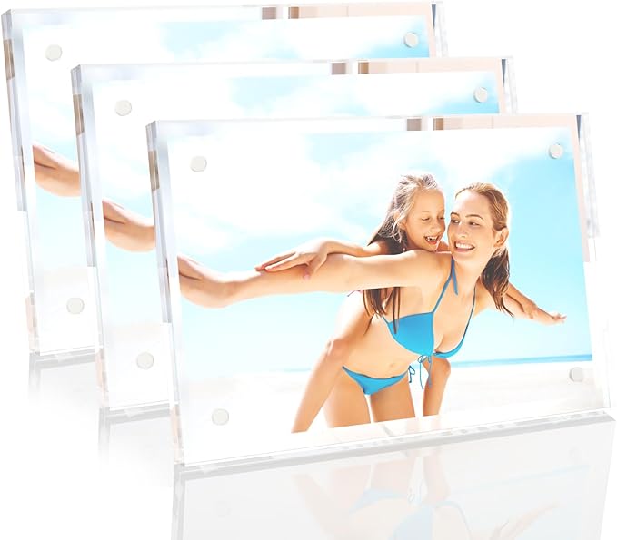 HELPLEX Picture Frames, 3 Pack 5x7 inch Acrylic Picture Frame Clear 5 x 7 Photo by HELPLEX