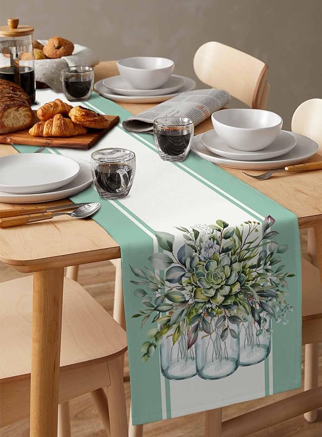 Eucalyptus Cotton Linen Table Runner - Image 3