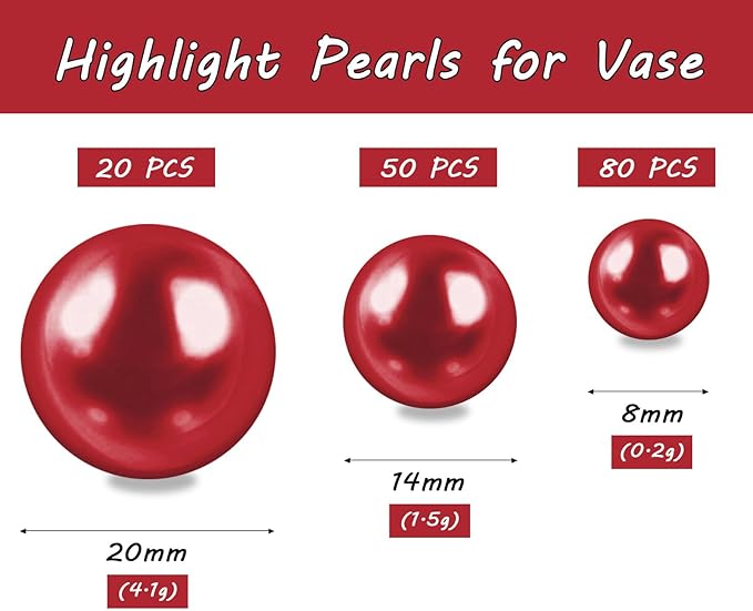 150Pcs Red Polished No Hole Faux Pearl Beads - Image 2