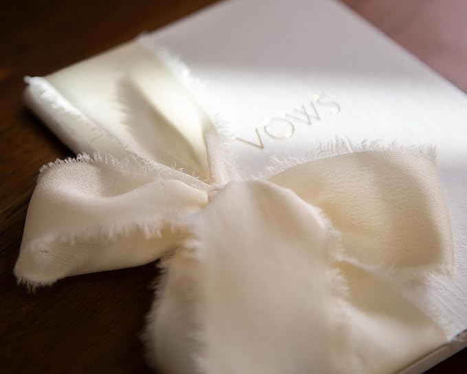 Black White Embossed Slim Vow Books w/Ribbon - Image 4