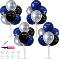 TONIFUL 4 Set Black and Blue Silver Balloon Centerpieces by TONIFUL