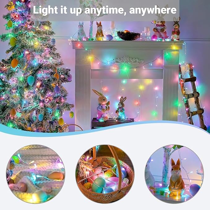 LAMPHOME 33ft Christmas Decorative Mini Lights, 100 LED Easter String Light - Image 2