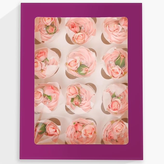 12 Cupcake Containers 10-Packs Deep Purple Cupcake Box Cupcakes Carrier by Bakepacker