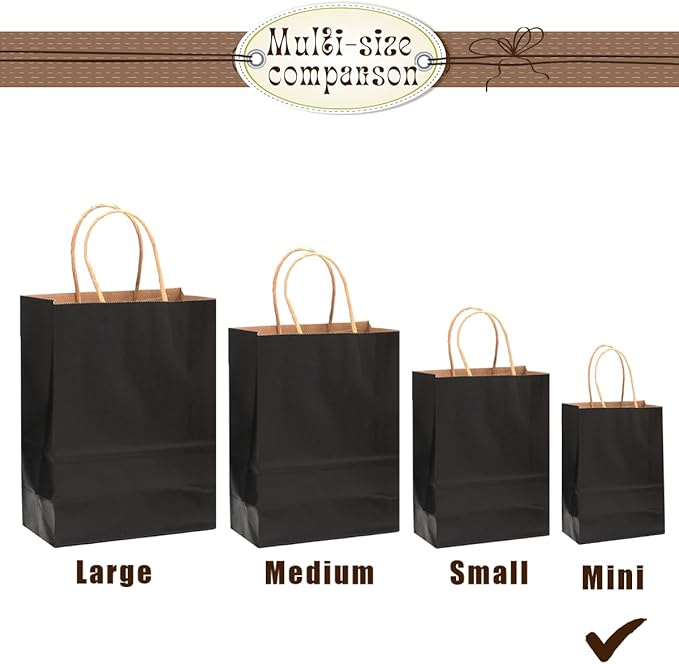 Bakepacker 100 Pcs Black Mini Paper Gift Bags - Image 2